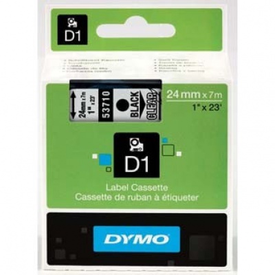 Dymo D1 53710, S0720920, 24mm x 7m fekete nyomtatás / átlátszó alapon, eredeti szalag
