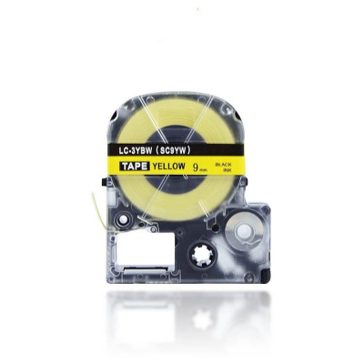 Epson LC-3YBP, SC9YW, 9mm x 8m, fekete nyomtatás / sárga alapon, kompatibilis szalag