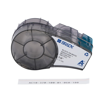 Brady M21-250-414 / 151514, 6.35 mm x 3.048 m, Polyester, fekete nyomtatás / fehér alapon