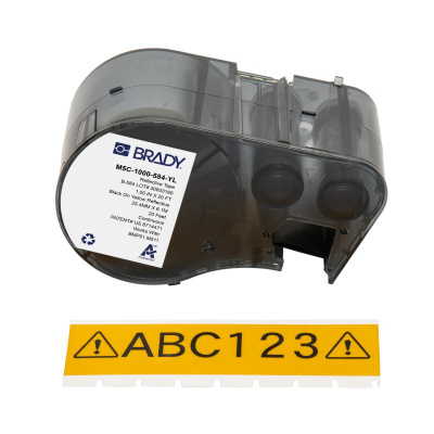 Brady M5C-1000-584-YL / 170936, 25.40 mm x 6.10 m, műanyag, fekete nyomtatás / sárga alapon