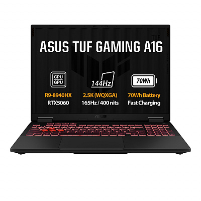 ASUS TUF Gaming A16/FA608PM-QT140WZ/R9-8940HX/16"/2560x1600/32GB/1TB/RTX 5060/W11H/Szürke/2R