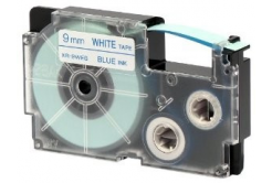 Casio XR-9WEB1, 9mm x 8m, kék nyomtatás / fehér alapon, eredeti szalag