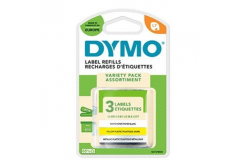 Dymo 91241, S0721800, 12mm x 4m, fekete nyomtatás/fehér, sárga, ezüst alapon 3db, eredeti szalag
