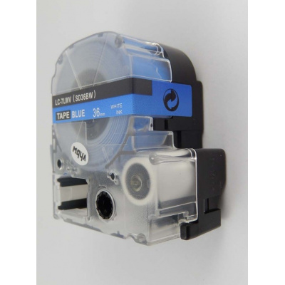 Epson LK-7LWV, SD36BW, 36mm x 9m, fehér nyomtatás / kék alapon, kompatibilis szalag
