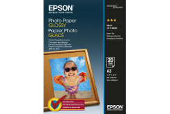 Epson Glossy Photo Paper, fotópapírok, fényes, fehér, Stylus Color, Photo, Pro, A3, 200 g/m2, 20 db, C13S042536, inkoustový