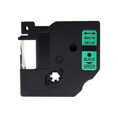 Dymo 40919, S0720740, 9mm x 7m fekete nyomtatás / zöld alapon, kompatibilis szalag 