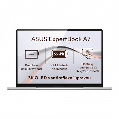 ASUS ExpertBook A7/A7406CMA-OLEDC716512W/7-350/14"/2880x1800/16GB/512GB/Intel int/W11H/Ezüst/3RNBD