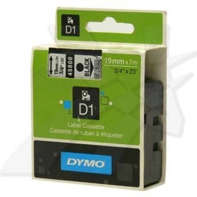Dymo D1 45800, S0720820, 19mm x 7m, fekete nyomtatás / átlátszó alapon, eredeti szalag