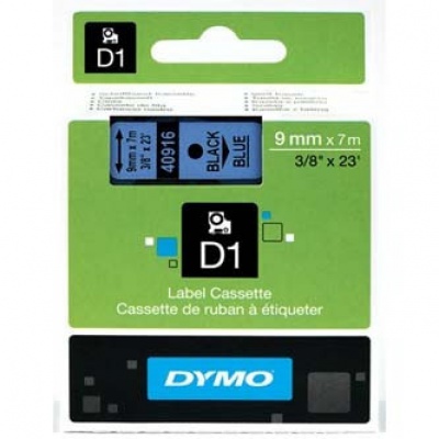 Dymo D1 40916, S0720710, 9mm x 7m fekete nyomtatás / kék alapon, eredeti szalag