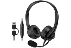 Genius HS-235U AI headset mikrofonnal, wired, fekete