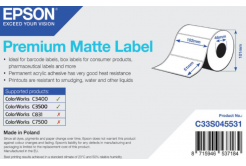 Epson C33S045531 Premium Matte, a ColorWorks esetében, 102x51mm, 650db, fehér öntapadó címkék