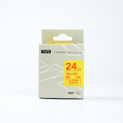 Epson LK-6YRN, SC24YR, 24mm x 9m, piros nyomtatás / sárga alapon, kompatibilis szalag