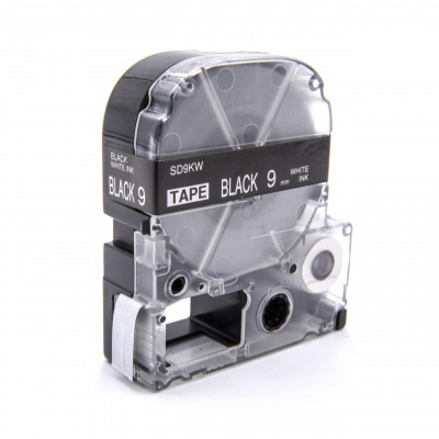 Epson LK-3BWV, SD9KW, 9mm x 9m, fehér nyomtatás / fekete alapon, kompatibilis szalag