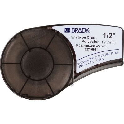 Brady M21-500-430-WT-CL / 139747, poliészter szalag, 12.70 mm x 6.40 m