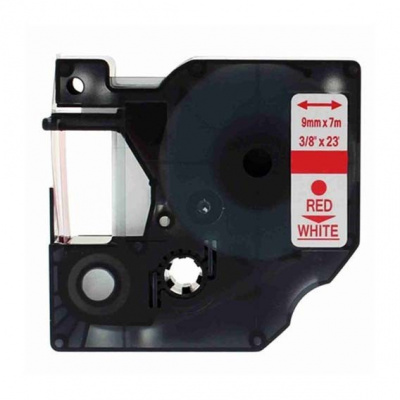 Dymo 40915, 9mm x 7m piros nyomtatás / fehér alapon, kompatibilis szalag 