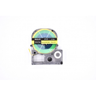 Epson LK-4YBA3 / SU35Y, 3 mm x 2,5 m, fekete nyomtatás / sárga háttér, zsugorcső-kompatibilis szalag