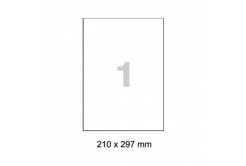 Öntapadó címkék R0501.1123, laser, fényes, polyester, 210 x 297 mm, 1 címke, A4, 100 ív