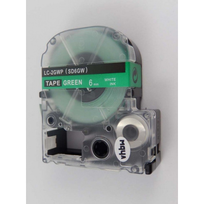 Epson LK-2GWV, SD6GW, 6mm x 9m, fehér nyomtatás / zöld alapon, kompatibilis szalag