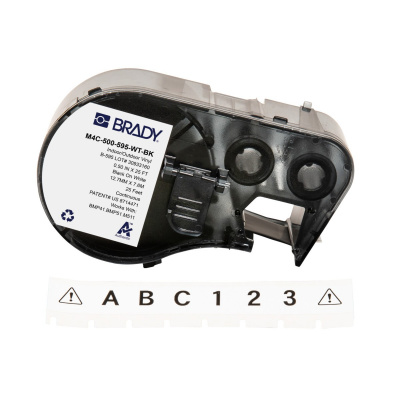 Brady M4C-500-595-WT-BK / 170818, 12.70 mm x 7.62 m, vinil, fekete nyomtatás / fehér alapon