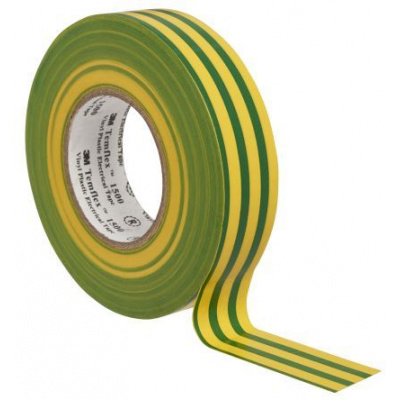 3M Temflex 1500 Elektromos szigetelőszalag, 19 mm x 20 m, zöld - sárga