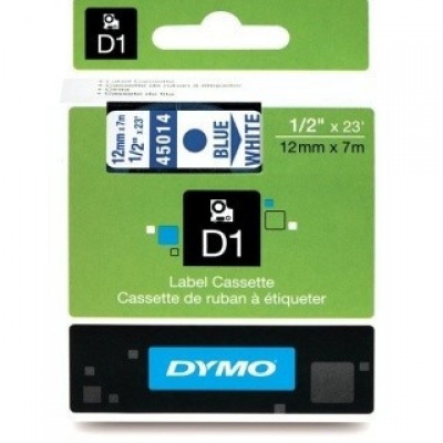 Dymo D1 45014, S0720540, 12mm x 7m kék nyomtatás / fehér alapon, eredeti szalag