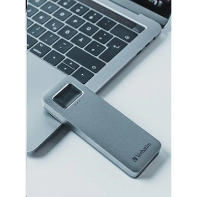 VERBATIM külső SSD 1TB, Executive Fingerprint Secure SSD, USB 3.2 Gen 1/USB-C, (Írás:356 MB/s, Olvasás:344 MB/s), szürke
