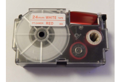 Casio XR-24WER 24mm x 8m piros nyomtatás / fehér alapon, kompatibilis szalag 