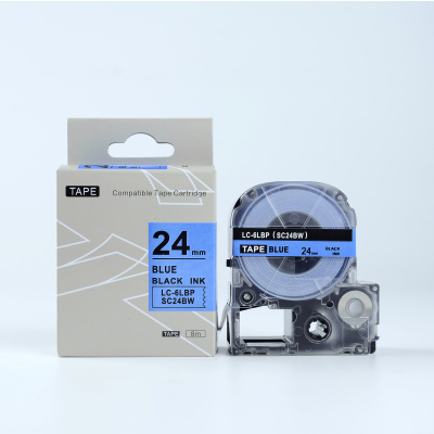 Epson LTS24BW, 24mm x 5m, kék nyomtatás / fehér alapon, utángyártott szalag