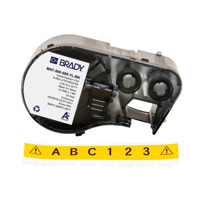 Brady M4C-500-595-YL-BK / 170820, 12.70 mm x 7.62 m, vinil, fekete nyomtatás / sárga alapon