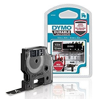 Dymo D1 1978365, 12mm x 3m, fehér nyomtatás / fekete alapon, vinyl eredeti szalag