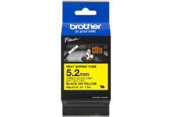Brother HSe-611E, 5.2 mm  x 1.5 mm, černý tisk / žlutý podklad, originální páska