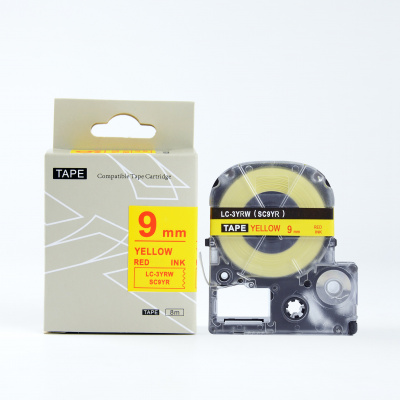 Epson LK-3YRN, SC9YR, 9mm x 9m, piros nyomtatás / sárga alapon, kompatibilis szalag