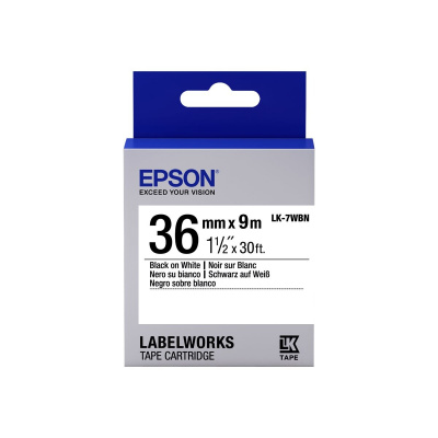 Epson LabelWorks LK-7WBN C53S657006 36mm x 9m, fekete nyomtatás / fehér alapon, eredeti szalag