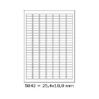 Öntapadó címkék 25,4 x 10 mm, 189 címek, A4, 100 ív