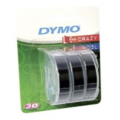 Dymo S0847730, 9mm x 3m fehér nyomtatás / fekete alapon, 3db, eredeti szalag