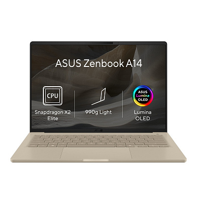 ASUS Zenbook A14 OLED/UX3407NA-OLED218W/SD-X2E-88-100/14"/WUXGA/16GB/512GB/Adreno/W11H/Arany/2R