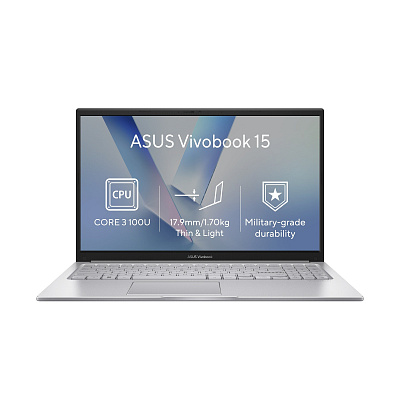 ASUS Vivobook 15/X1504VA-BQ5639Z/3-100U/15,6"/FHD/8GB/256GB/Intel int/OS nélkül/Ezüst/2R