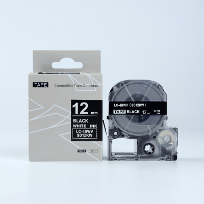 Epson LTS12KW, 12mm x 5m, fekete nyomtatás / fehér alapon, utángyártott szalag