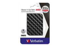 Verbatim 53236 Store N Go Mini, Külső SSD meghajtó, 512GB, USB-A/Micro-B, csatlakozó USB-A és USB-C között, fekete