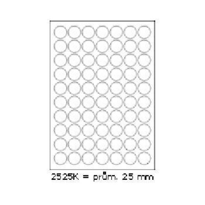 Öntapadó címkék 25 x 25 mm, 70 címek, A4, 100 ív