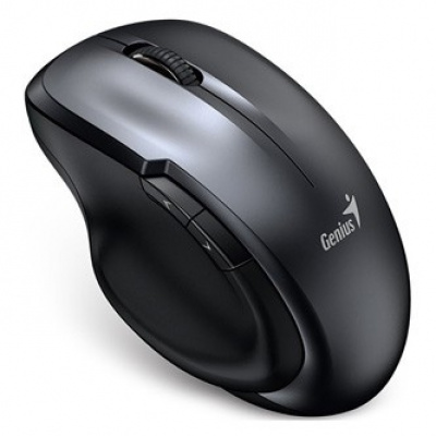 Genius Egér Ergo 8200S 31030029401, 1200DPI, 2.4 [GHz], optikai, 5tl., vezetéknélküli, fémes szürke, 1 db AA, BlueEye érzékelő