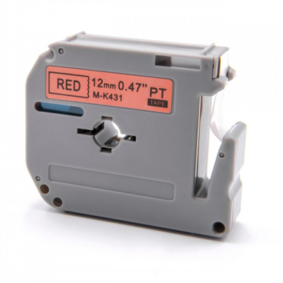 Brother MK-431, 12mm x 8m, fekete nyomtatás / piros alapon, utángyártott szalag