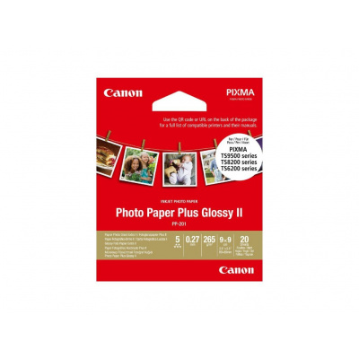 Canon Photo Paper Plus II 2311B070, 265 g/m2, 3.5x3.5", 8.89x8.89cm, 20db, fényes, négyzet, fehér, fotópapír