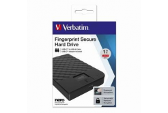 Verbatim 53650 Fingerprint Secure HDD, Külső merevlemez + ujjnyomat-olvasó, 2.5", USB 3.0 (3.2 Gen 1), 1TB, fekete