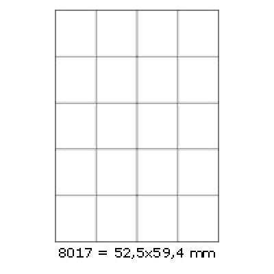 Öntapadó címkék 52,5 x 59,4 mm, 20 címek, A4, 100 ív