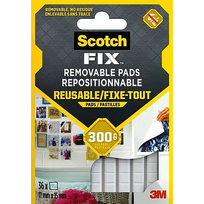 3M Scotch-FIX eltávolítható ragasztópárnák, négyzet alakú ragasztógyurma, 6 cm x 9 cm-es lap