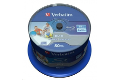 VERBATIM BD-R SL Datalife (50 csomag)Blu-Ray/orsó/6x/25GB FEHÉR KÉK FELÜLET