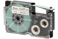 Casio XR-9X1, 9mm x 8m, fekete nyomtatás / átlátszó alapon, eredeti szalag