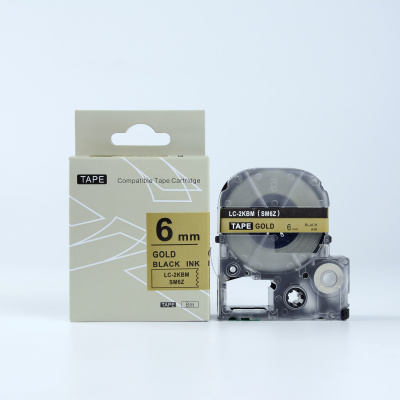Epson LK-2KBM, SM6ZW, 6mm x 9m, fekete nyomtatás / arany alapon, kompatibilis szalag
