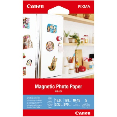 Canon 3634C002 Magnetic Photo Paper, fotópapírok, fényes, fehér, Canon PIXMA, 10x15cm, 4x6", 670 g/m2, 5 ks